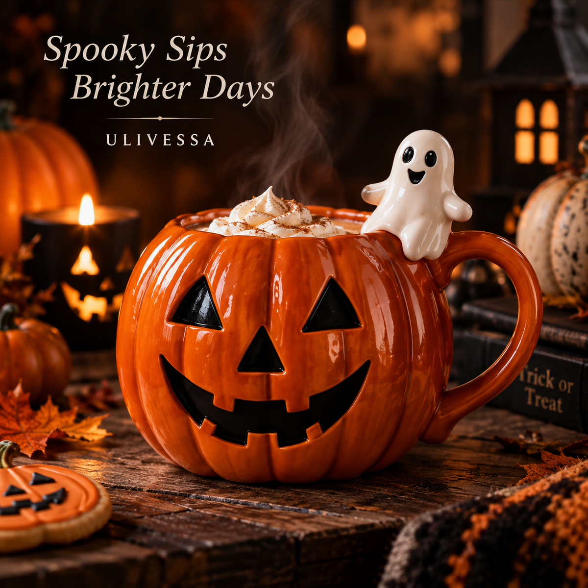 Ulivessa®|Pumpkin Mug with Ghost