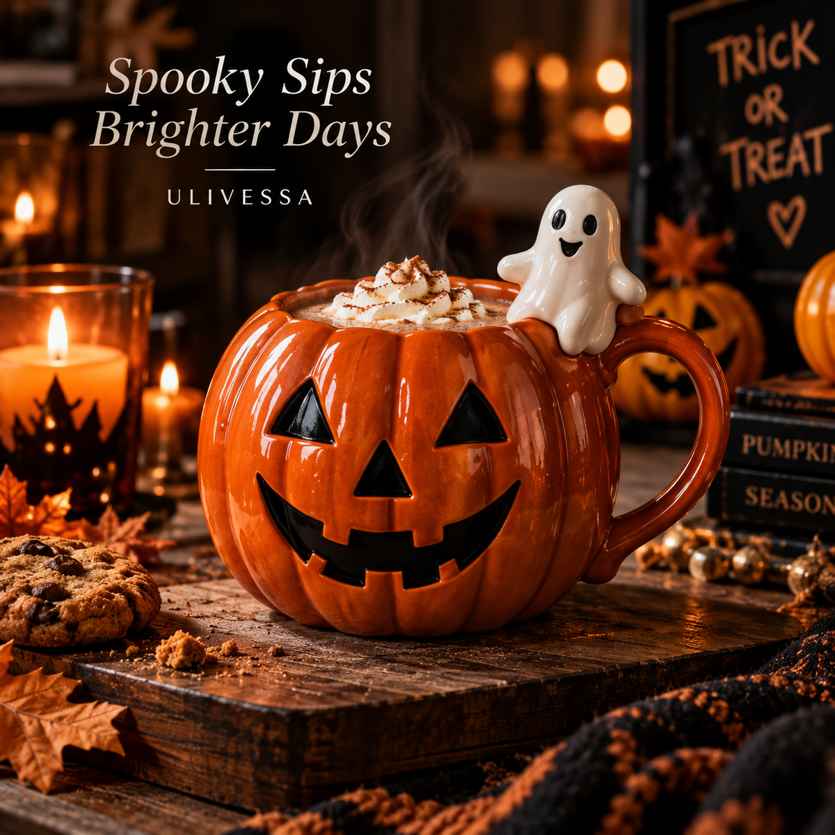 Ulivessa®|Pumpkin Mug with Ghost