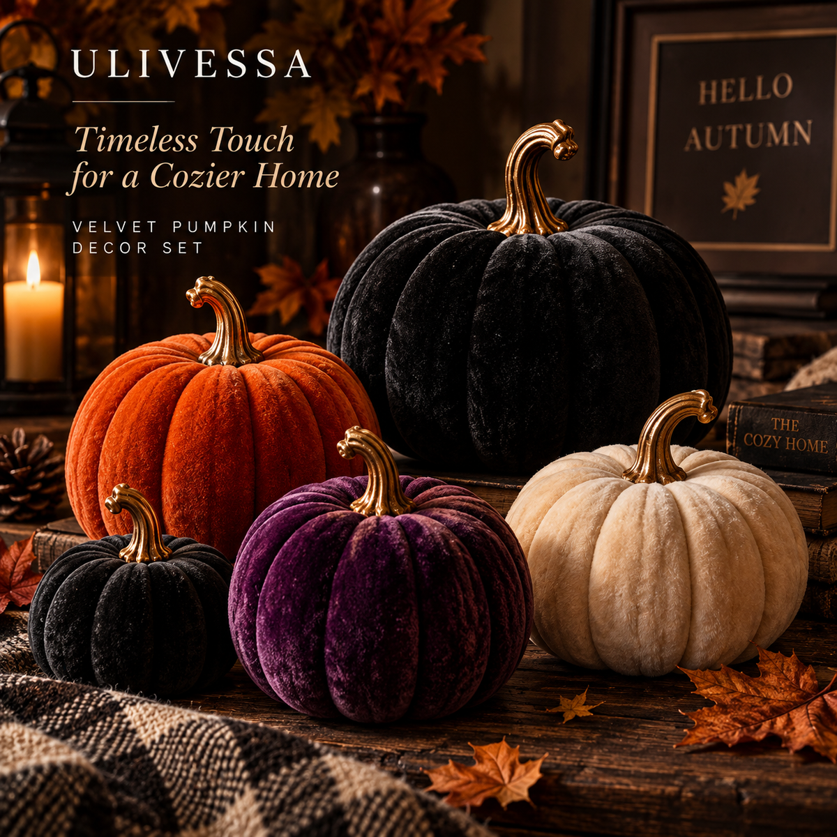 Ulivessa®|Velvet Pumpkin Decor Set