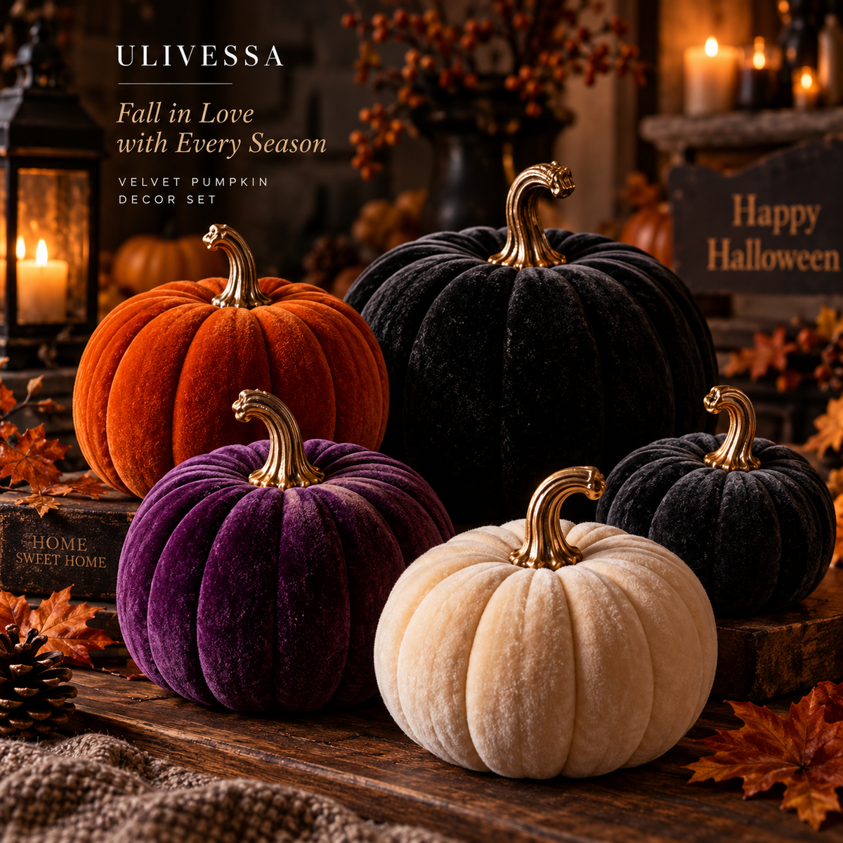 Ulivessa®|Velvet Pumpkin Decor Set